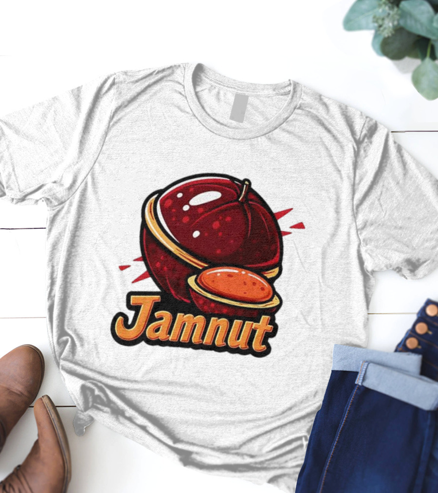 Jamnut Bold Fruit Style Text And Iconic Split Shell Nut T-Shirt