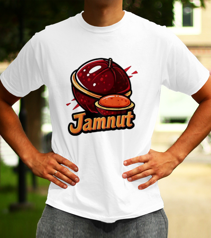 Jamnut Bold Fruit Style Text And Iconic Split Shell Nut T-Shirt