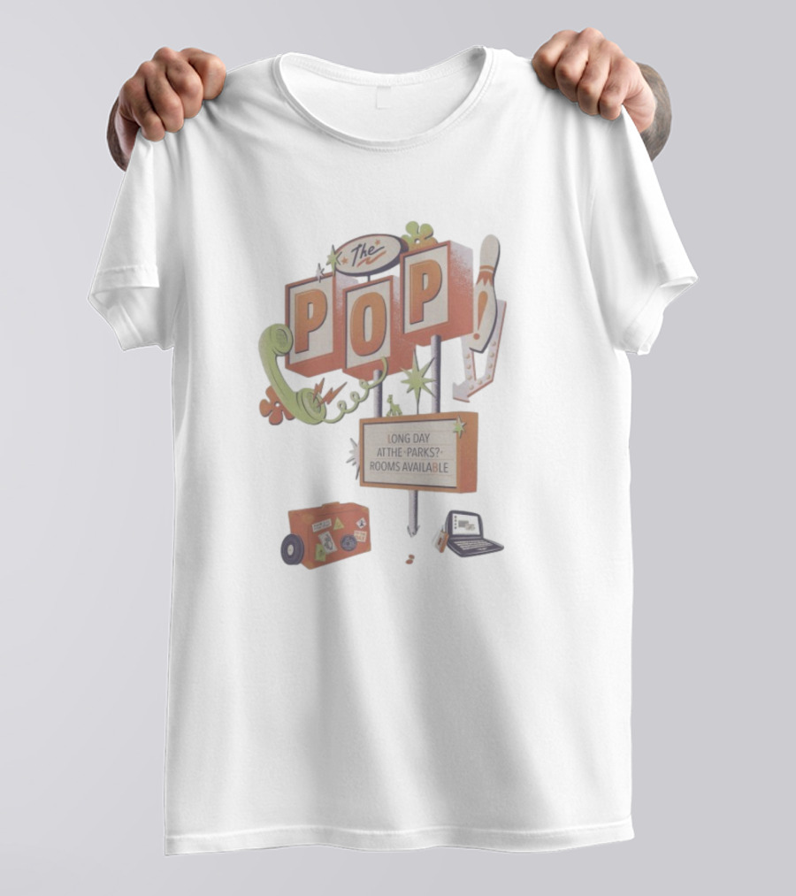 The Pop Long Day At The Parks Rooms Available Retro Sign With Bowling And Telephone Elements T-Shirt