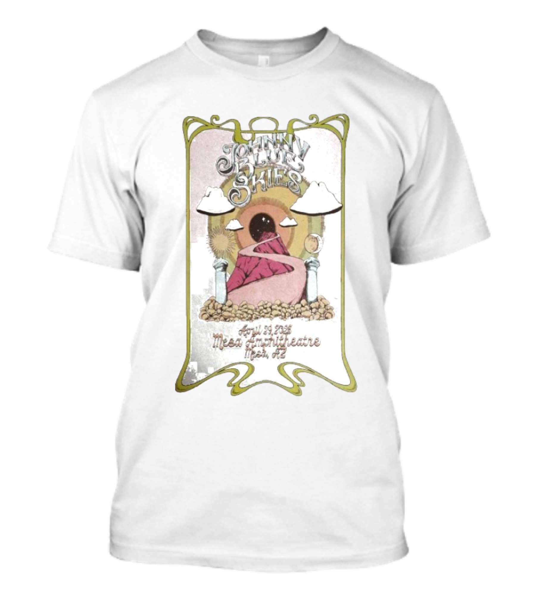 Johnny Blue Skies April 29 2025 Mesa Amphitheatre Mesa AZ Artwork T-Shirt
