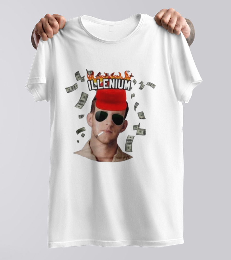 Illenium Flaming Cap Smoking Dollar Bills 2025 T-Shirt
