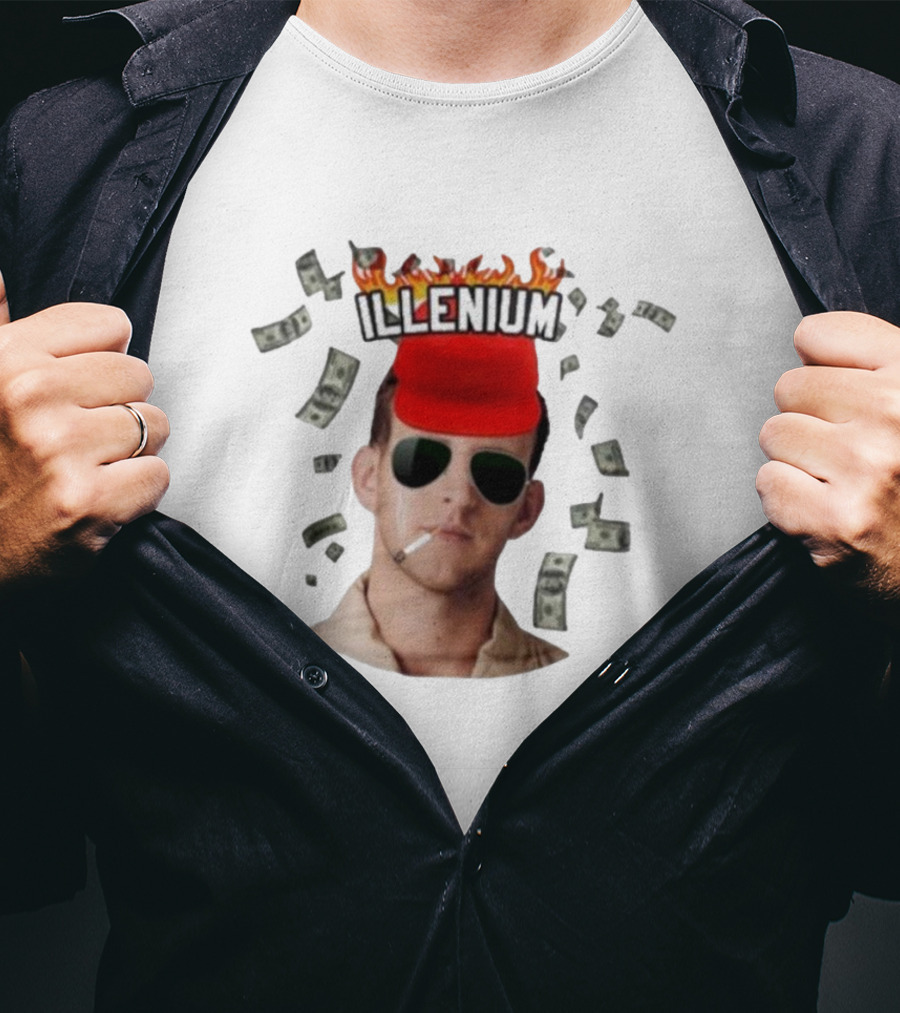 Illenium Flaming Cap Smoking Dollar Bills 2025 T-Shirt
