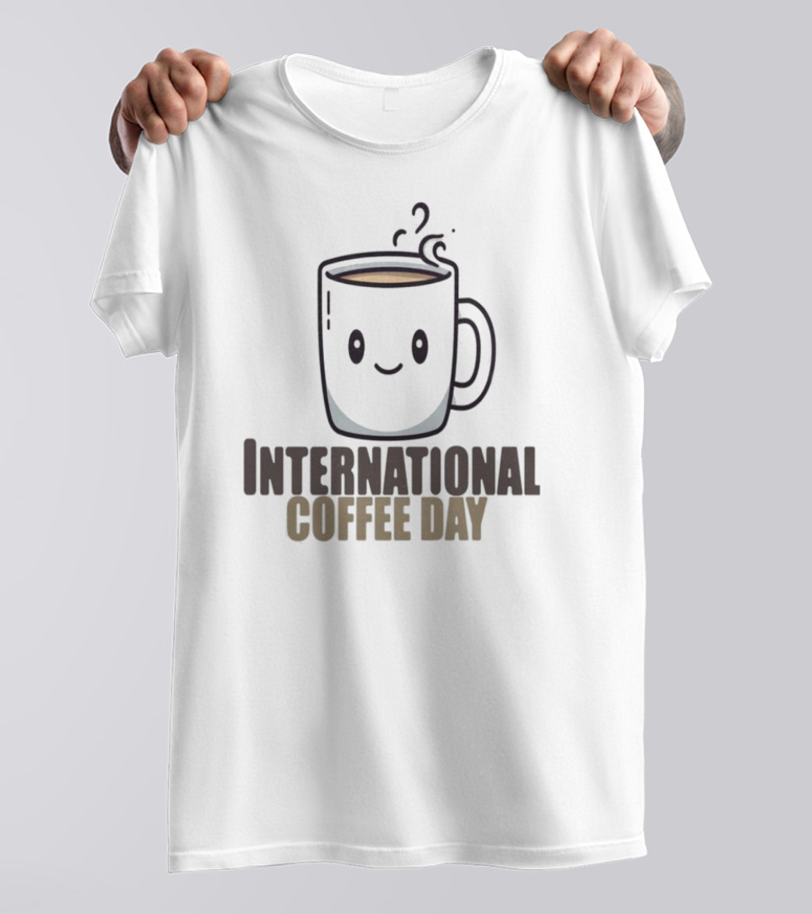 International Coffee Day Smiling Graphic T-Shirt