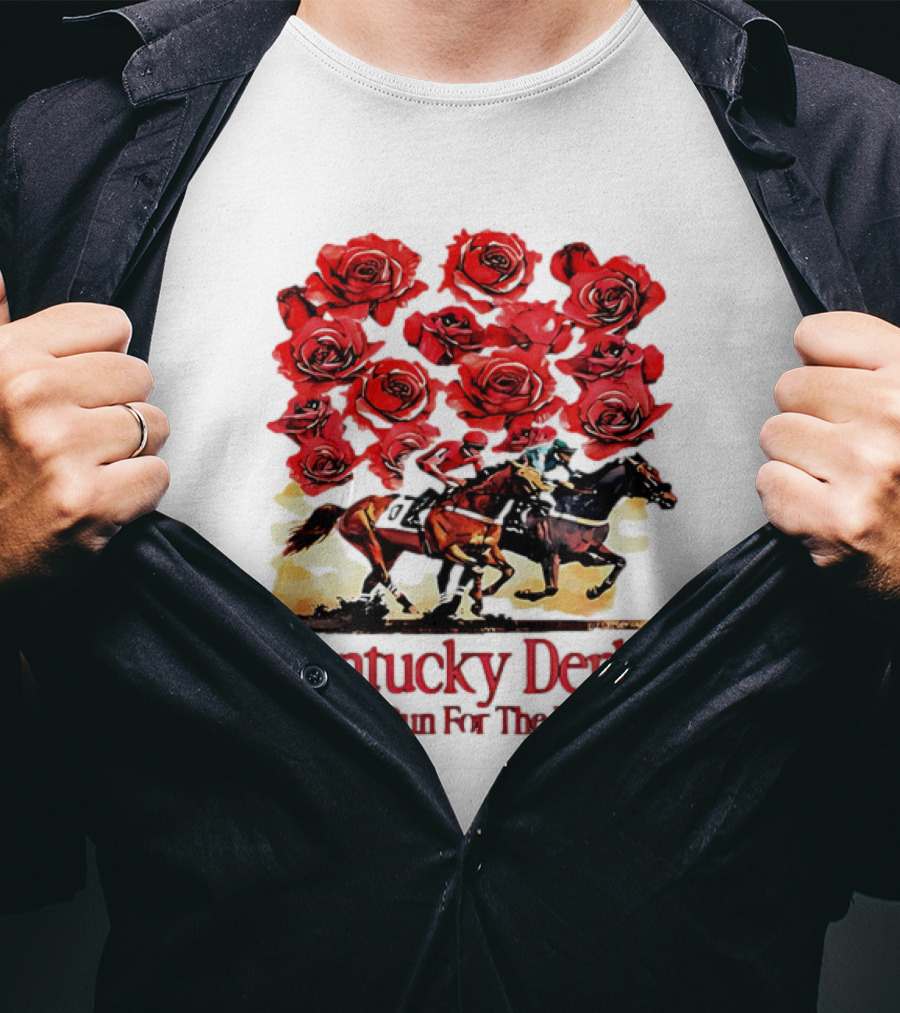 Kentucky Derby 151st Run For The Roses With Horses And Red Roses T-Shirt