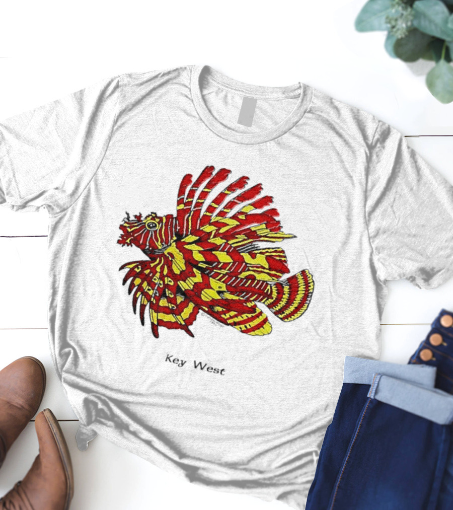 Key West Vibrant Red Yellow Lionfish T-Shirt