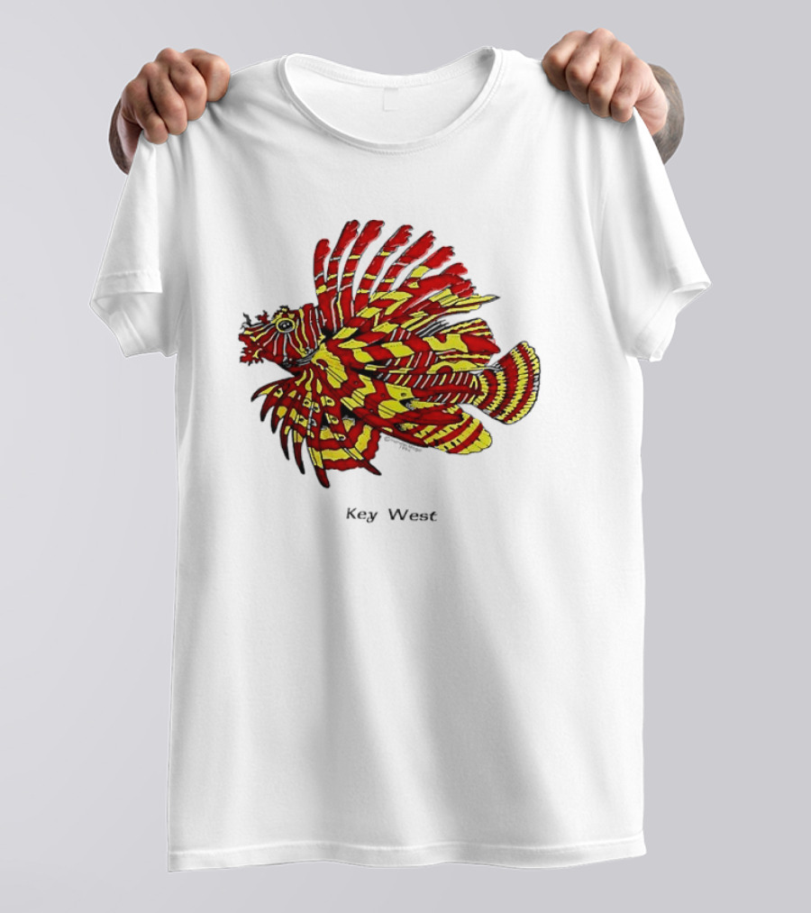 Key West Vibrant Red Yellow Lionfish T-Shirt