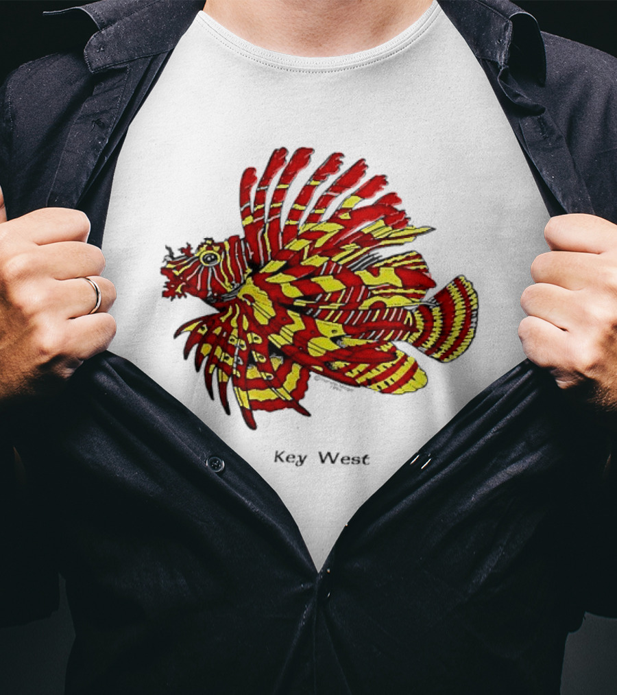 Key West Vibrant Red Yellow Lionfish T-Shirt