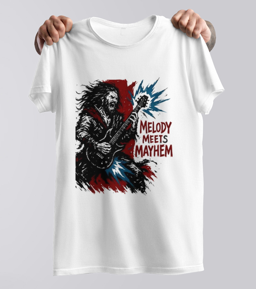 Melody Meets Mayhem Electric Red And Blue Burst T-Shirt