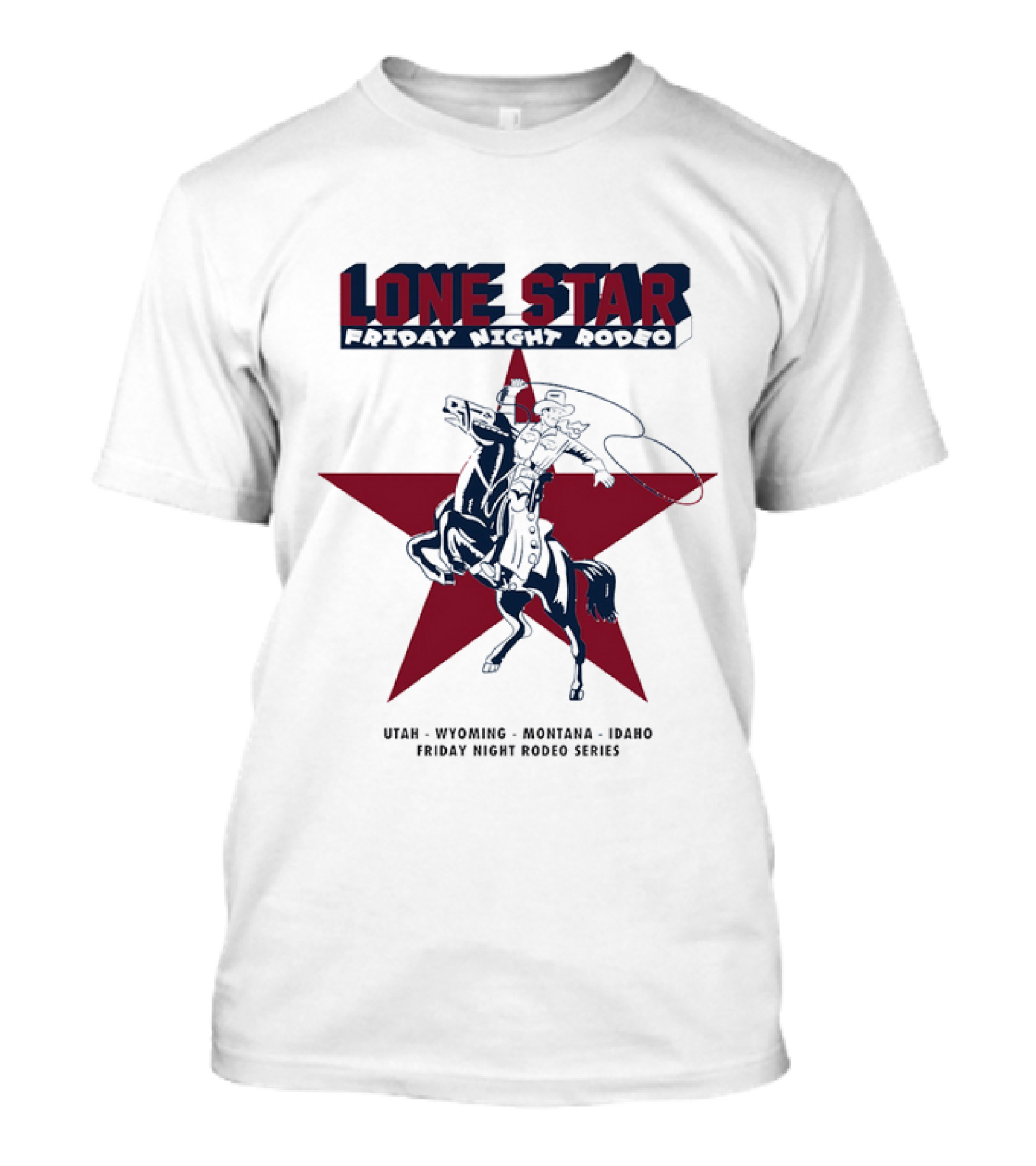 Lone Star Friday Night Rodeo Cowboy Lasso And Red Star T-Shirt