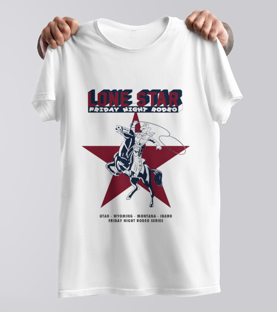 Lone Star Friday Night Rodeo Cowboy Lasso And Red Star T-Shirt