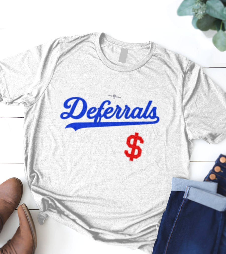 Los Angeles Dodgers Deferrals Dollar Sign Icon In Team Style T-Shirt