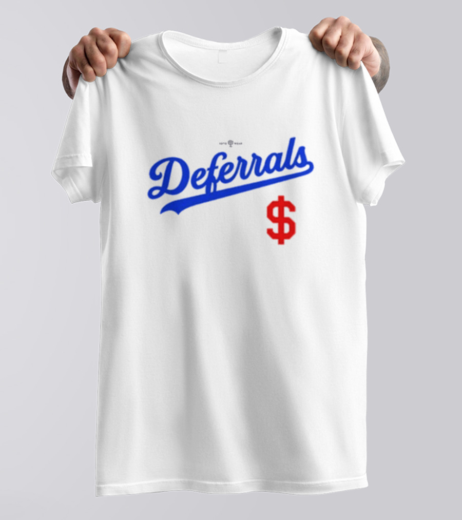 Los Angeles Dodgers Deferrals Dollar Sign Icon In Team Style T-Shirt