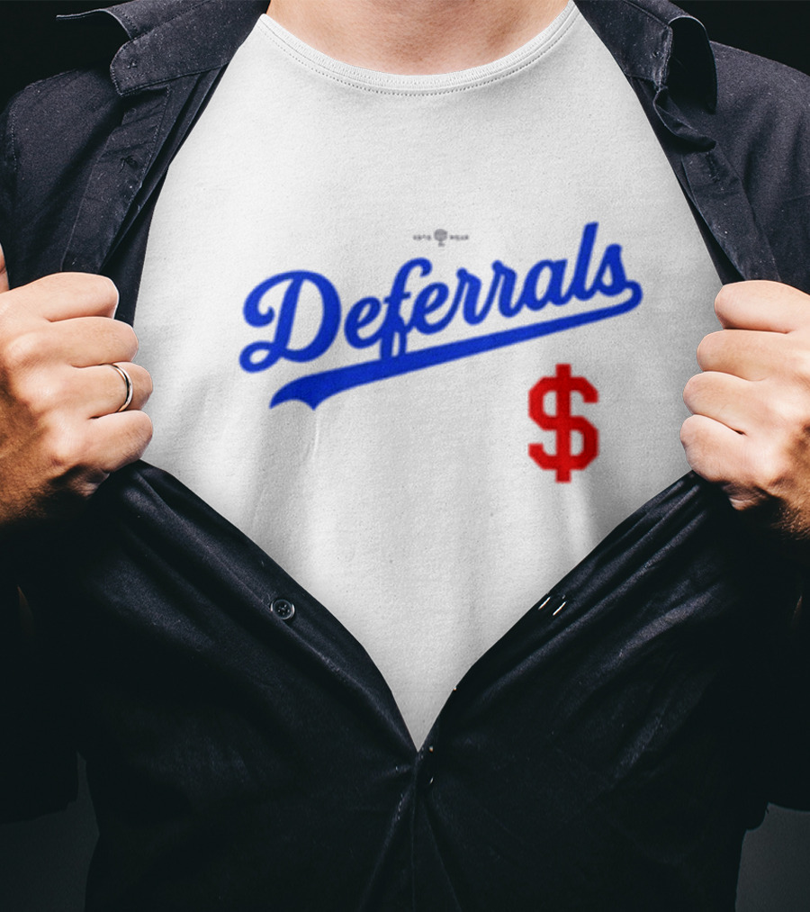 Los Angeles Dodgers Deferrals Dollar Sign Icon In Team Style T-Shirt