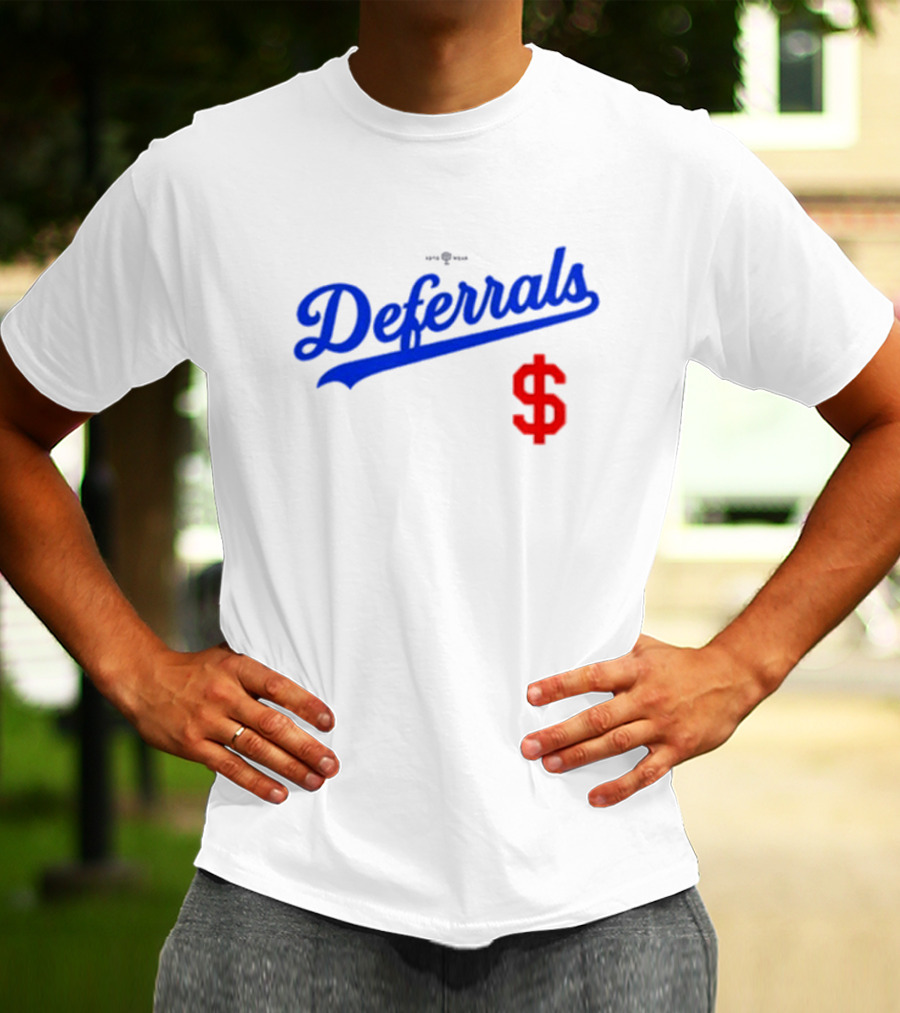 Los Angeles Dodgers Deferrals Dollar Sign Icon In Team Style T-Shirt
