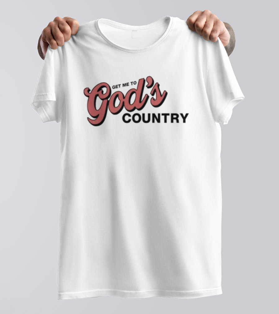 "Morgan Get Me To God's Country Text Design In Bold Red Font" T-Shirt