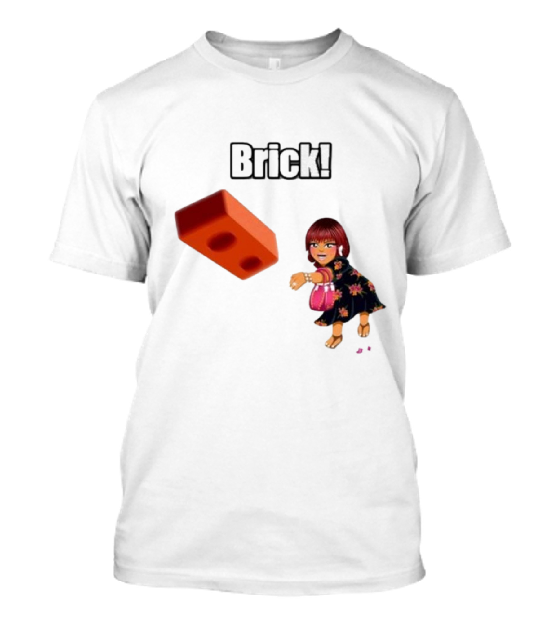 "Brick! Lushious Massacr Character With Red Brick" T-Shirt