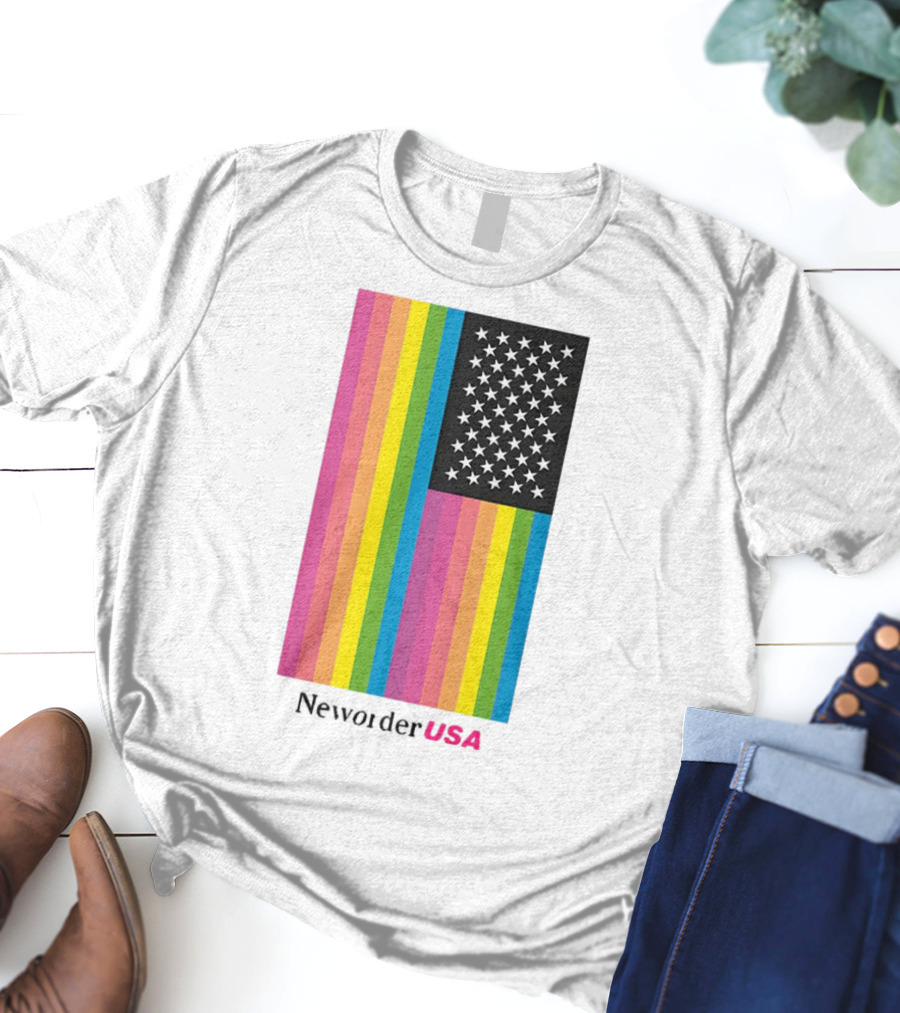 New Order USA Rainbow Flag Stars T-Shirt