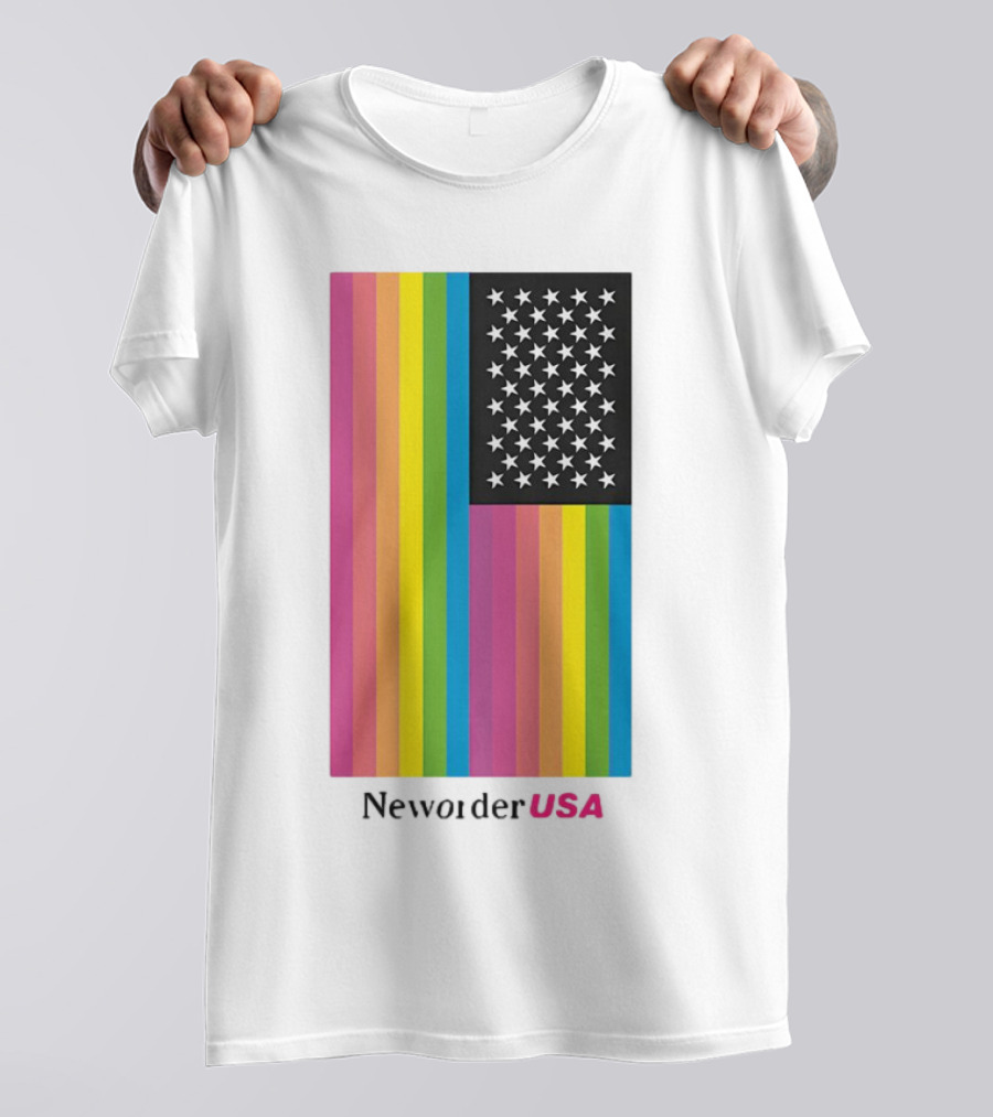 New Order USA Rainbow Flag Stars T-Shirt
