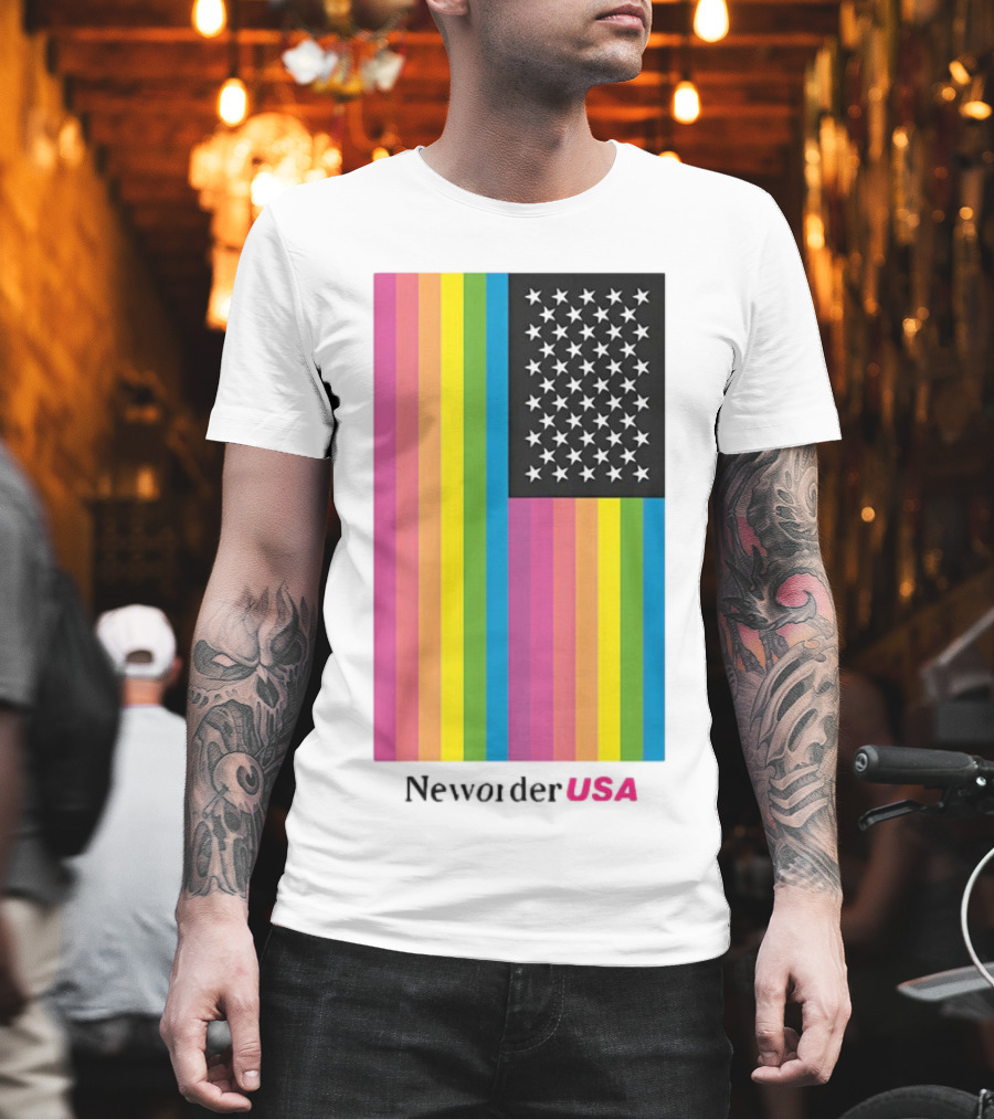 New Order USA Rainbow Flag Stars T-Shirt