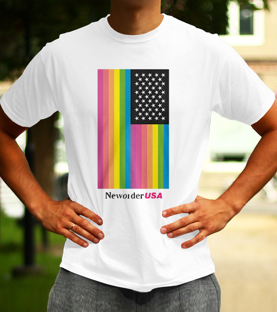 New Order USA Rainbow Flag Stars T-Shirt