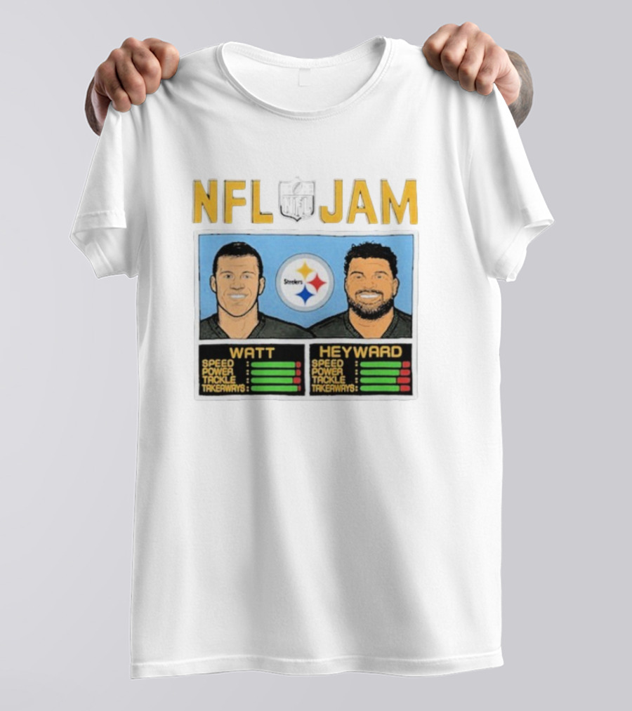 NFL Jam Steelers Watt Heyward Speed Power Tackle Takeaways T-Shirt