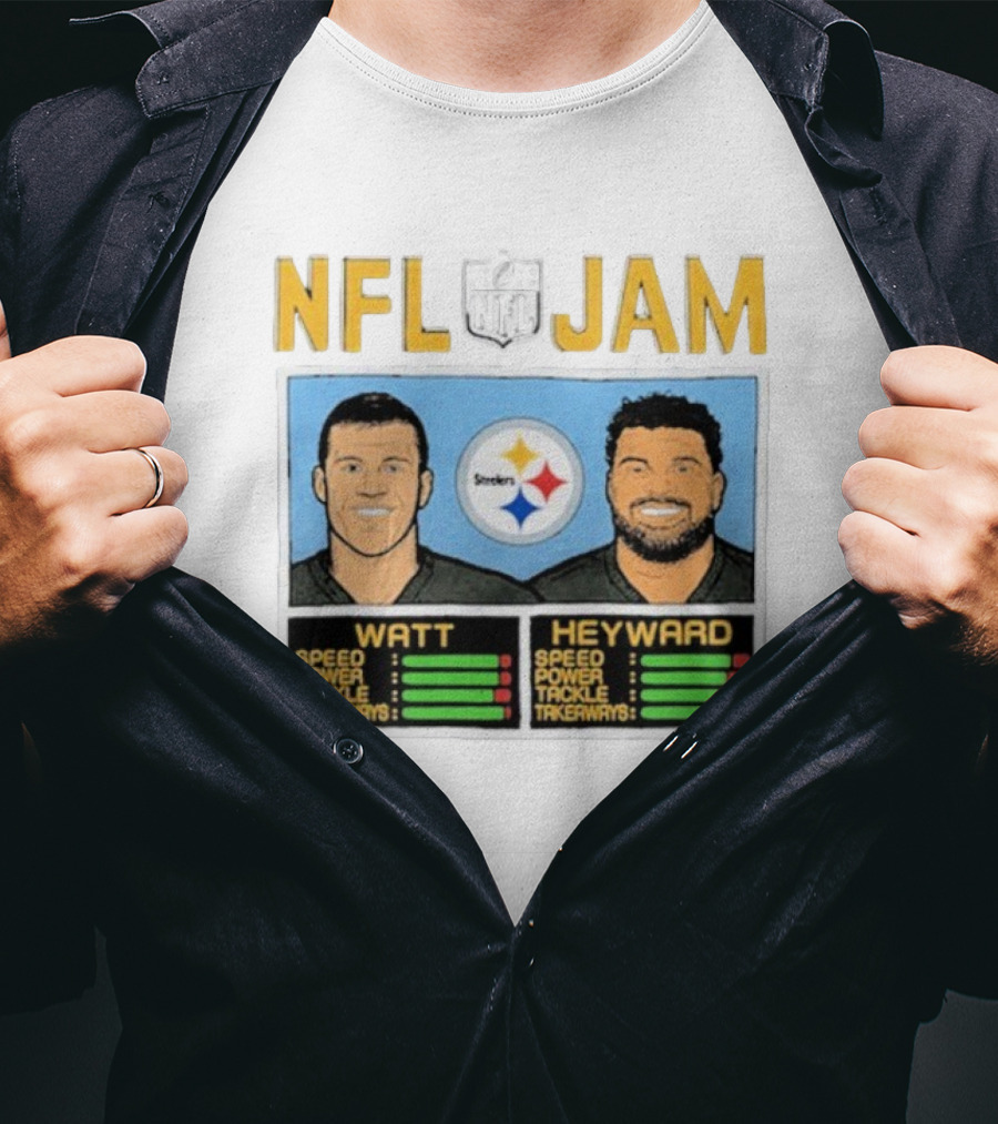 NFL Jam Steelers Watt Heyward Speed Power Tackle Takeaways T-Shirt