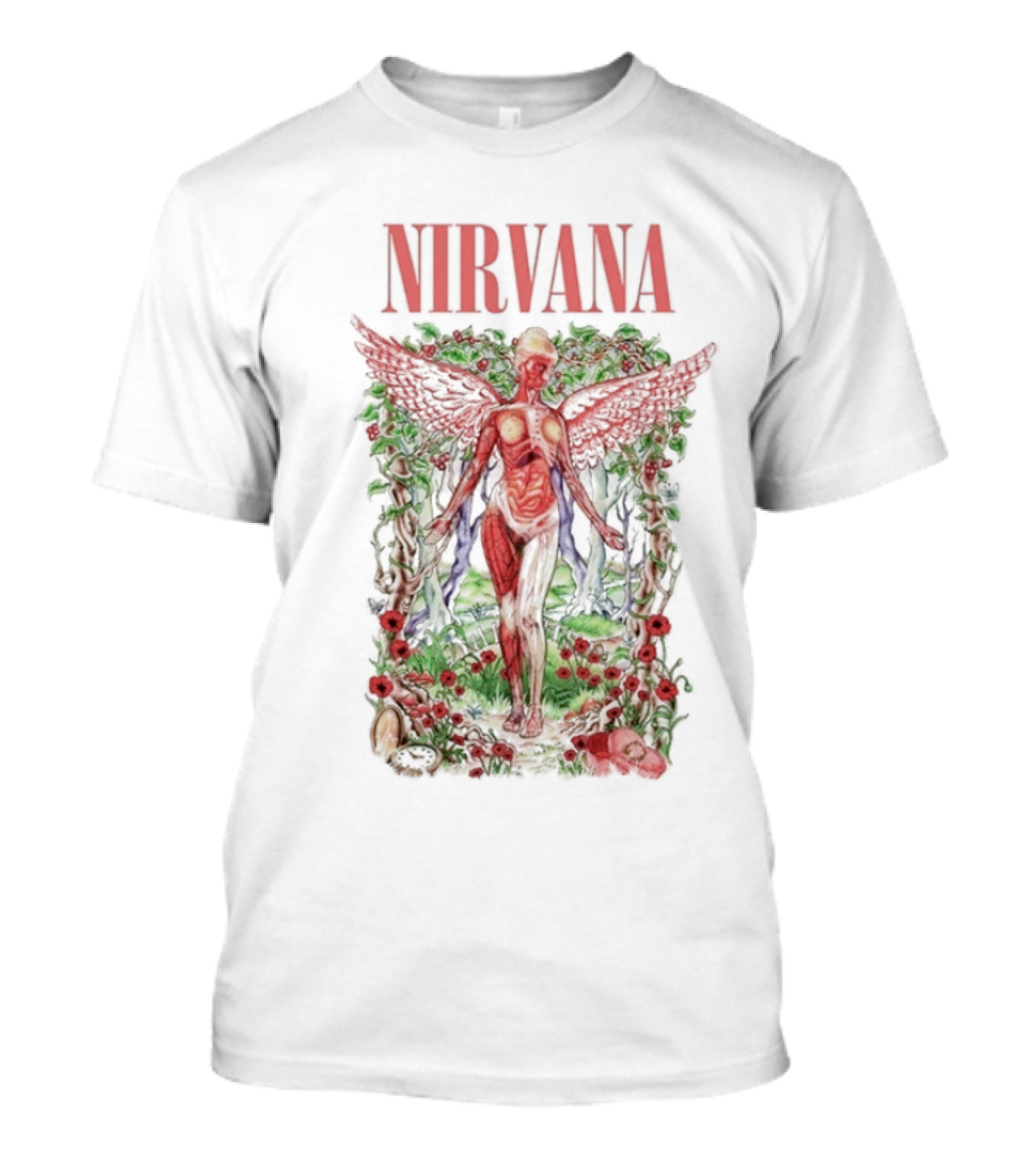 Nirvana In Utero Angel With Red Wings Amidst Wilderness T-Shirt