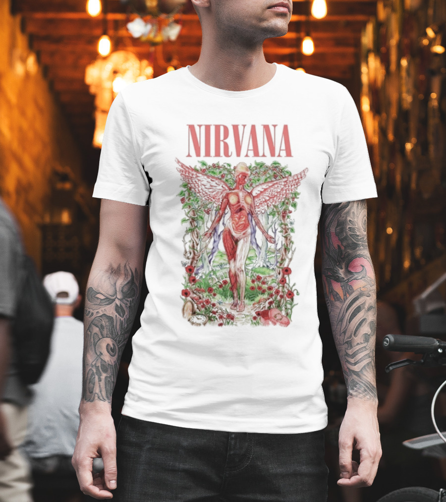 Nirvana In Utero Angel With Red Wings Amidst Wilderness T-Shirt