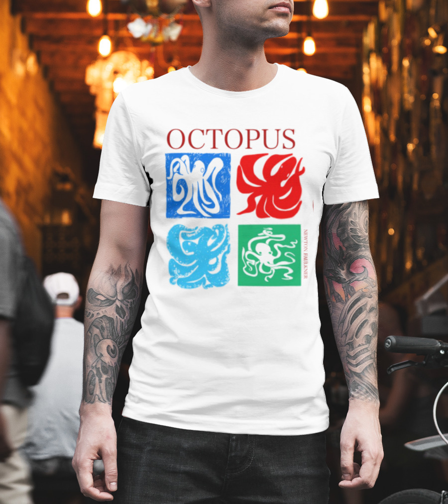 Octopus NewtonFaulkner Four Colored Abstract Squares T-Shirt