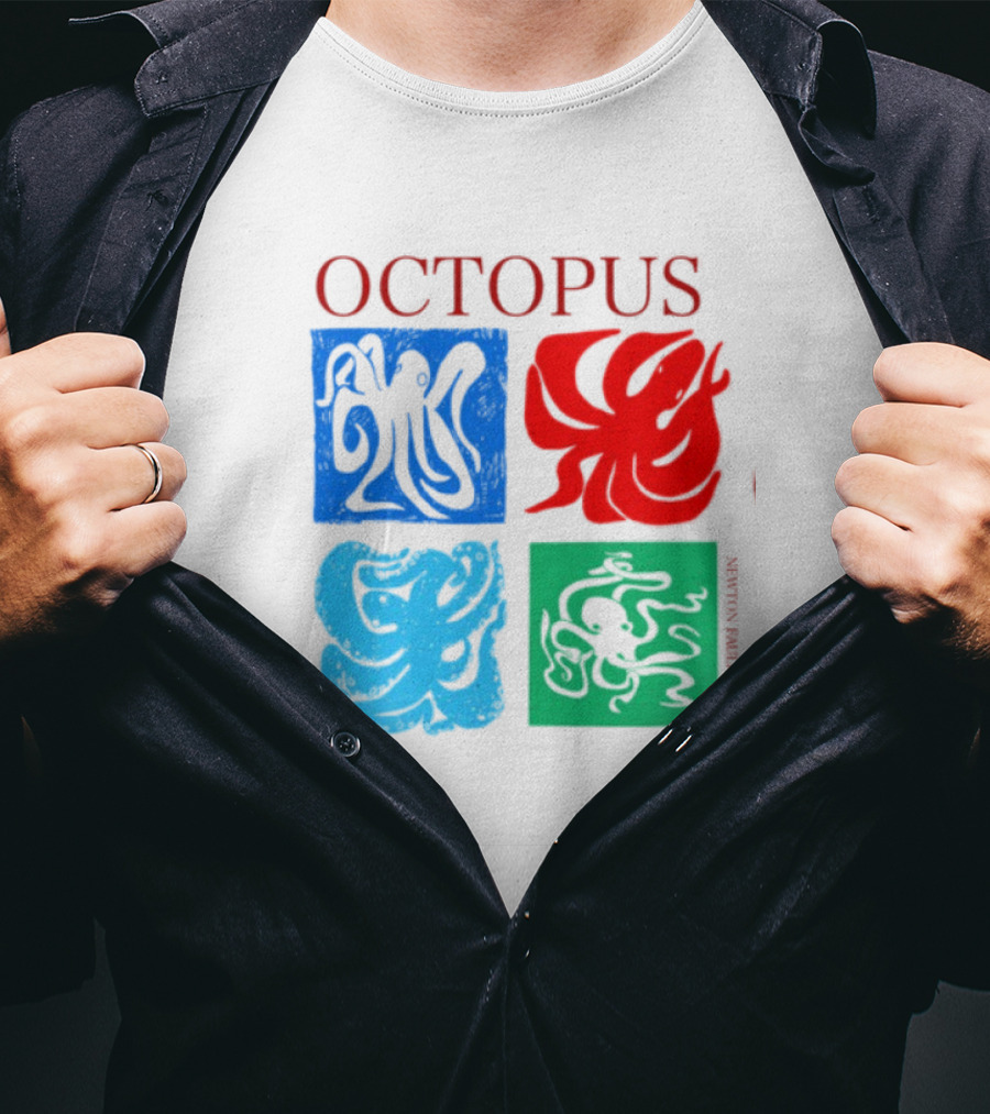 Octopus NewtonFaulkner Four Colored Abstract Squares T-Shirt