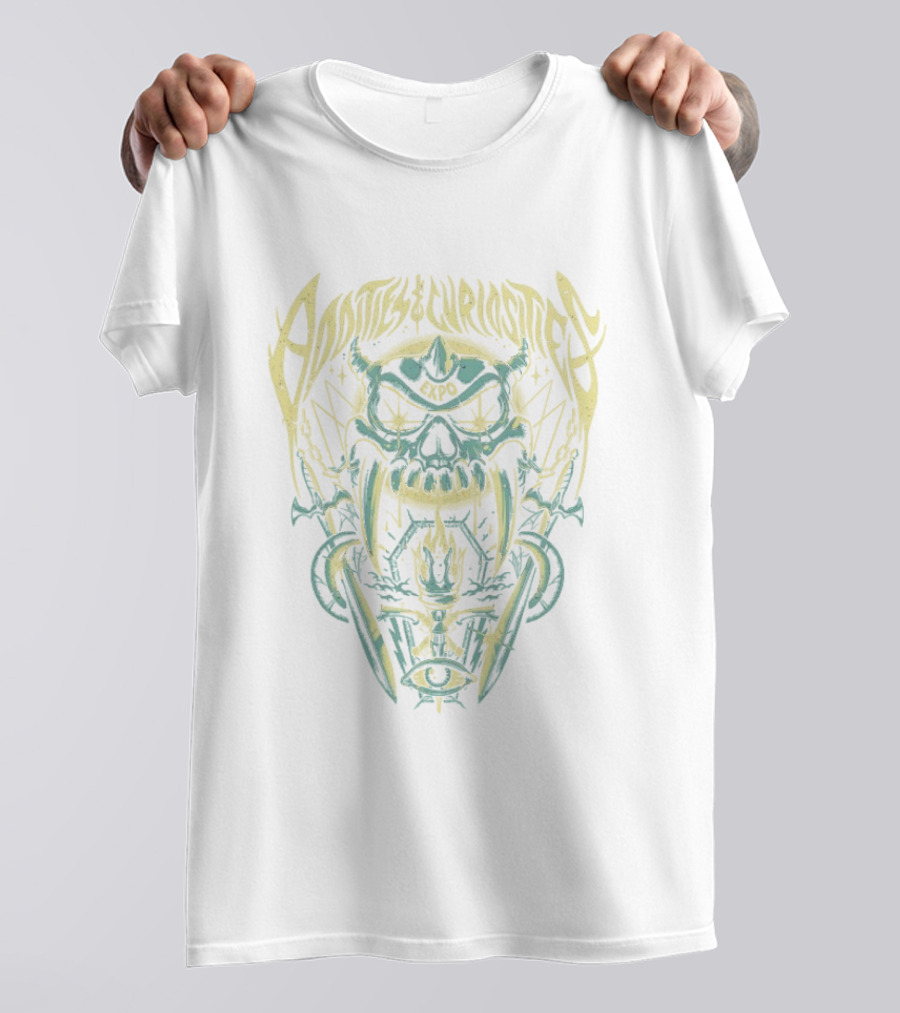Oddities Curiosities Expo Skull Eye Swords T-Shirt
