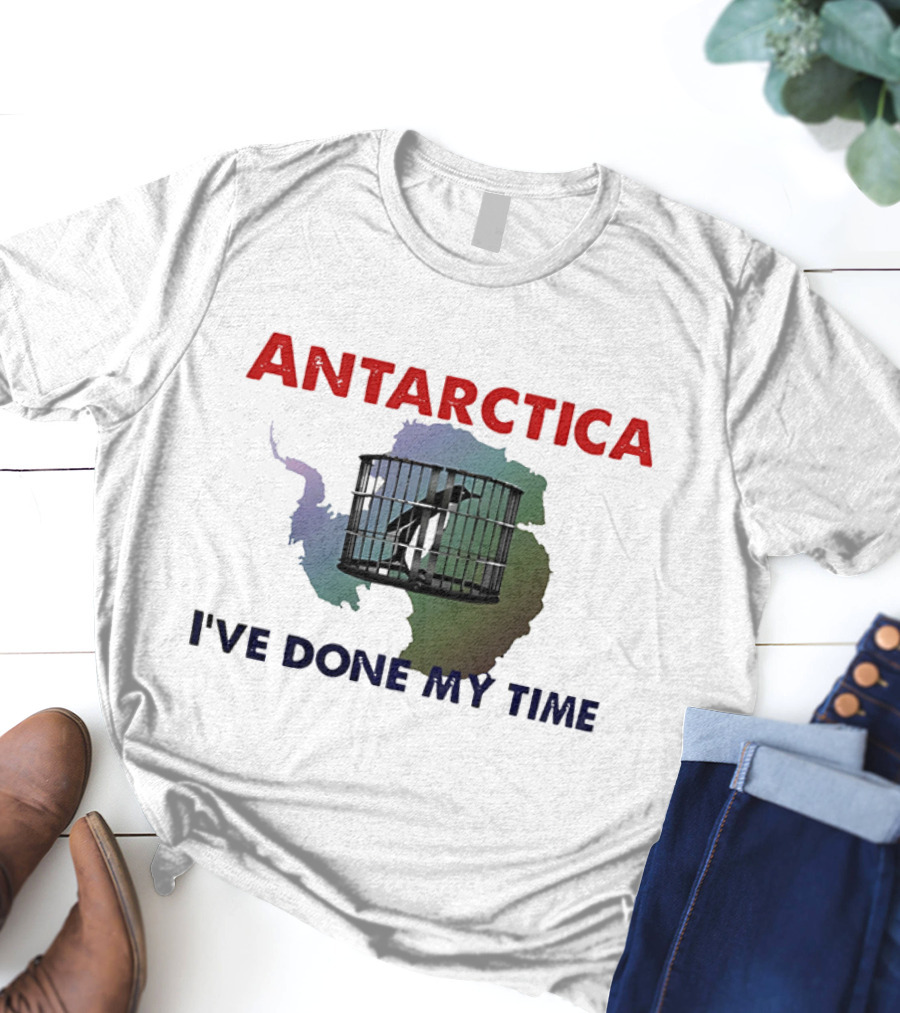 Antarctica I’ve Done My Time Penguin Jail Map T-Shirt