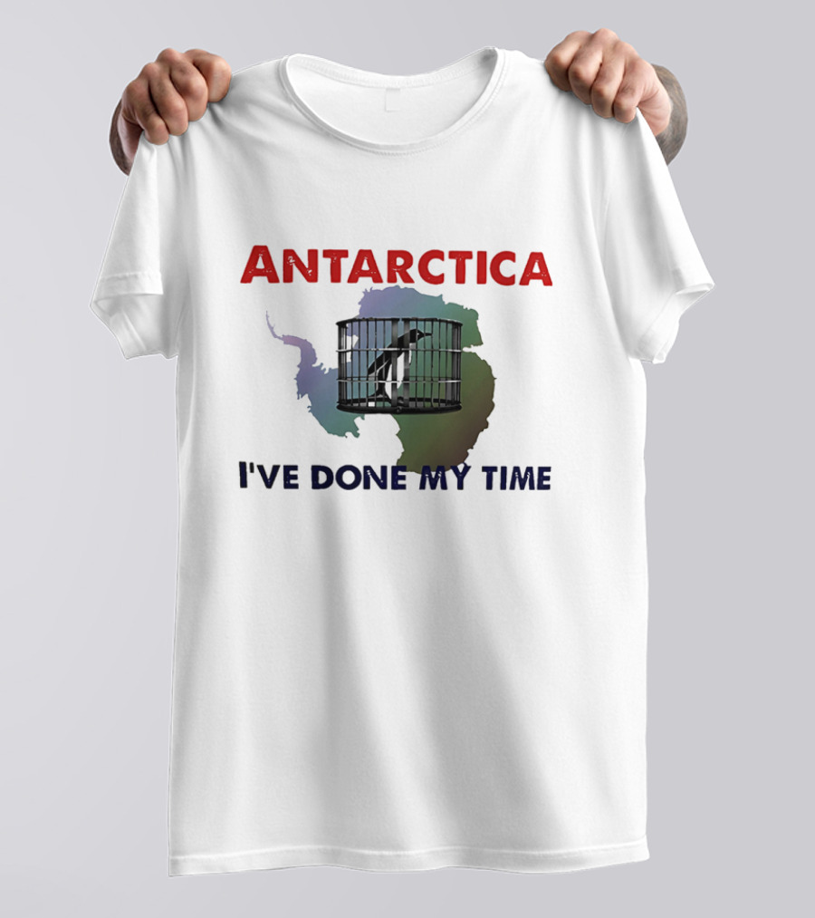 Antarctica I’ve Done My Time Penguin Jail Map T-Shirt