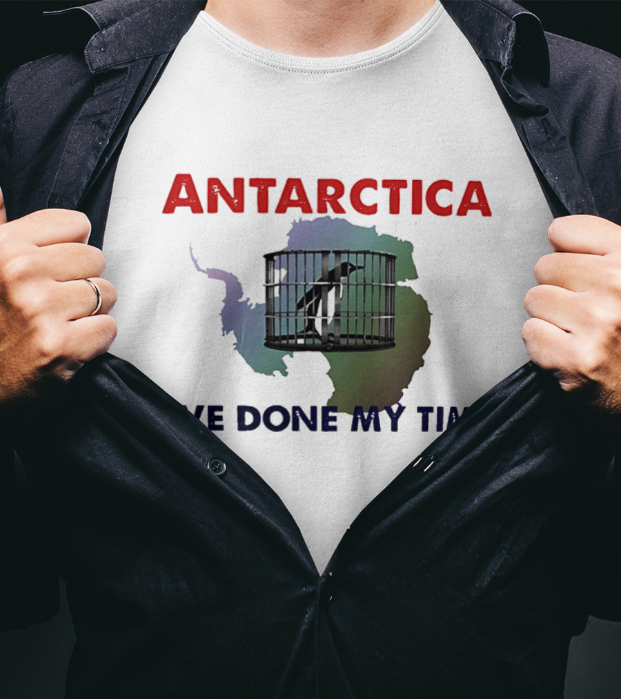 Antarctica I’ve Done My Time Penguin Jail Map T-Shirt