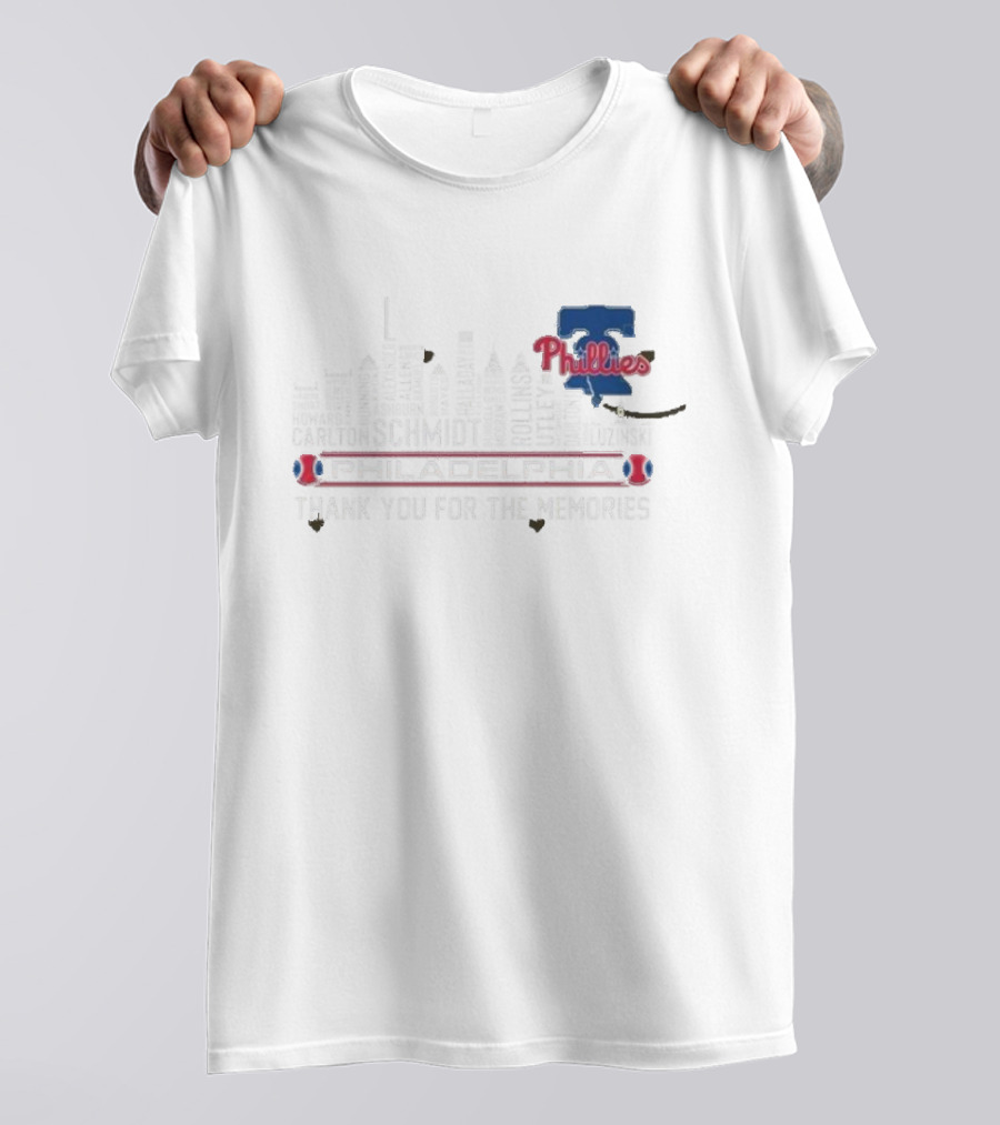 Philadelphia Phillies Carlton Schmidt Rollins 2025 Skyline Thank You For The Memories T-Shirt