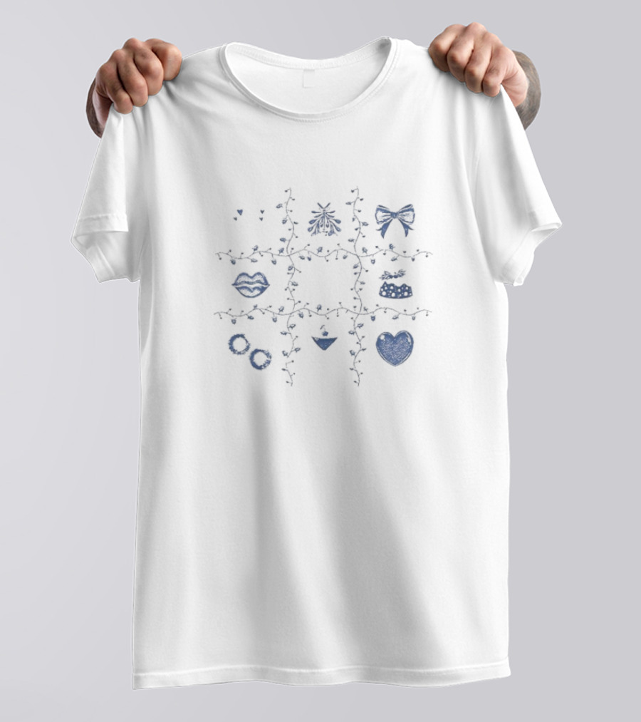 Sabrina Carpenter Buy Me Presents Lips Heart Bow Tic Tac Toe T-Shirt