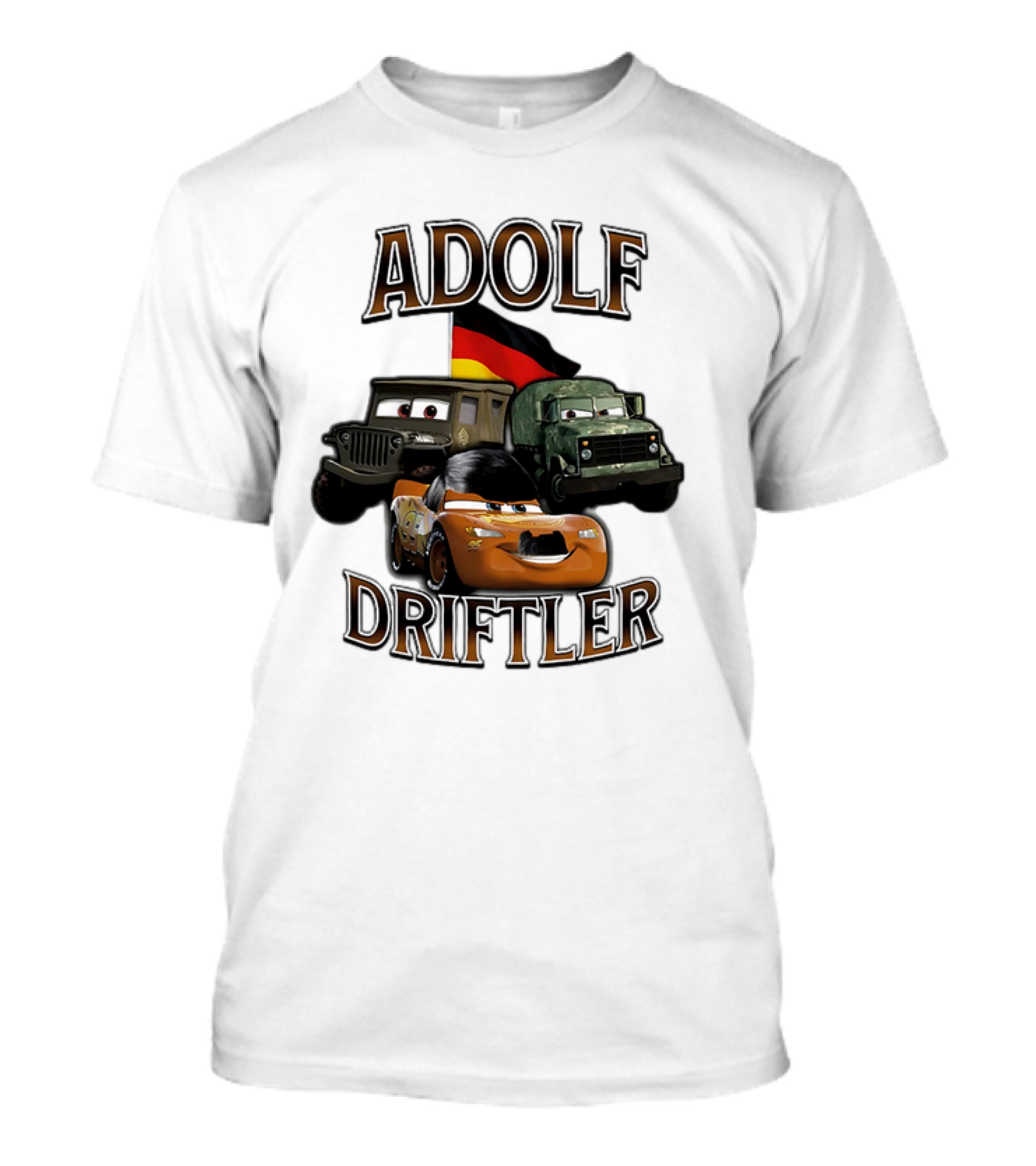 Pixar Cars Adolf Driftler Cartoon Parody T-Shirt