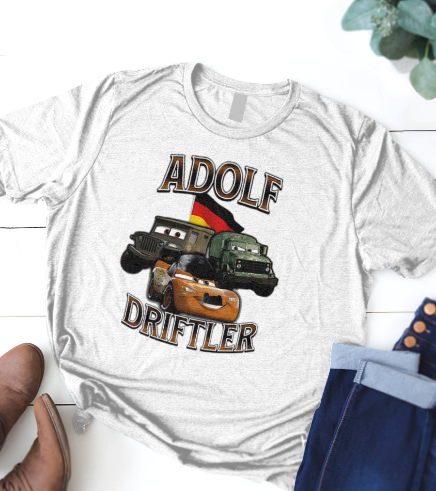 Pixar Cars Adolf Driftler Cartoon Parody T-Shirt