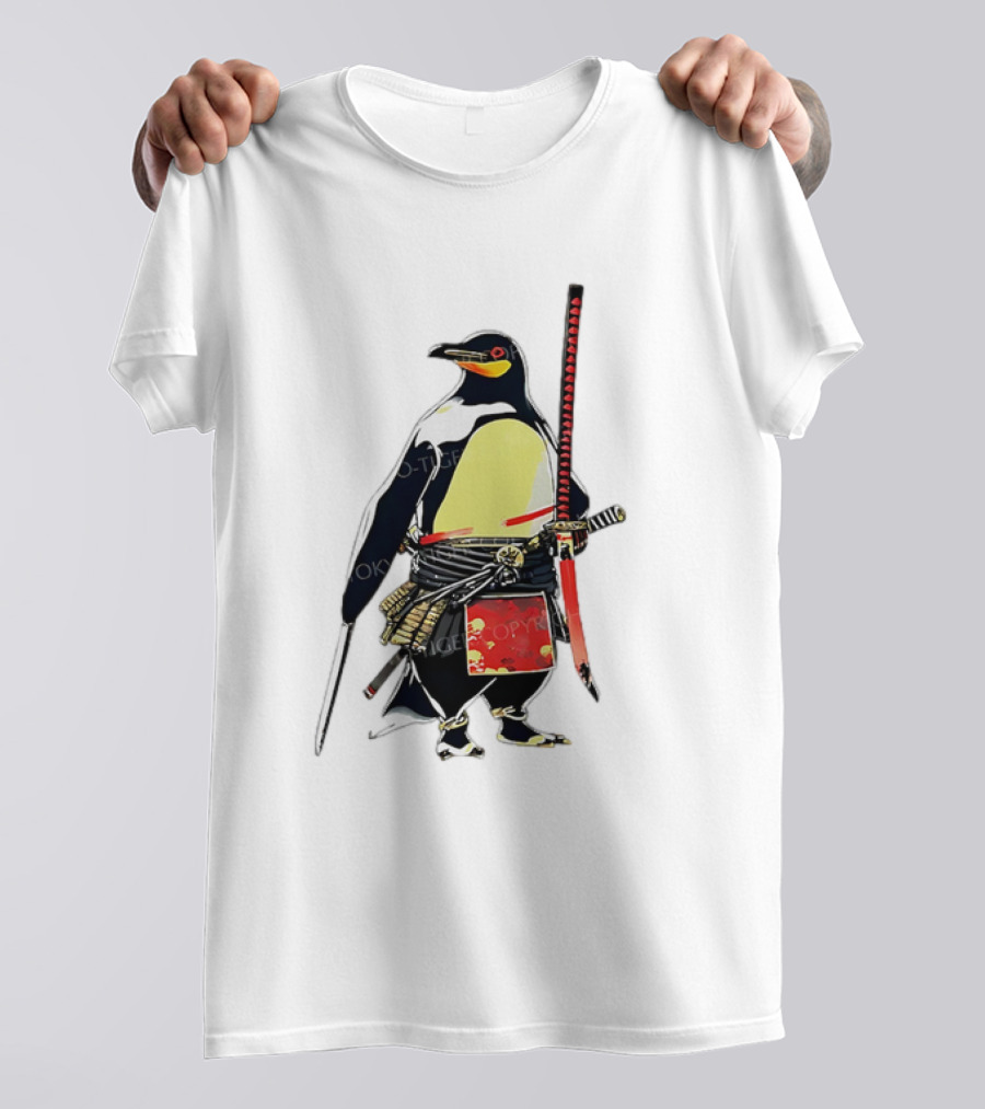 Samurai Penguin Katana Warrior With Traditional Armor T-Shirt
