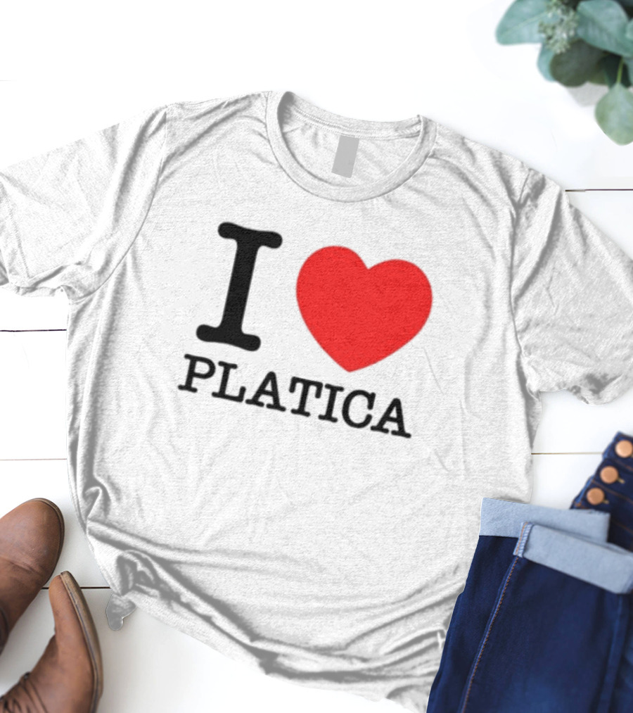 Sazonstudios I Heart Platica Bold Text Red Heart Design T-Shirt
