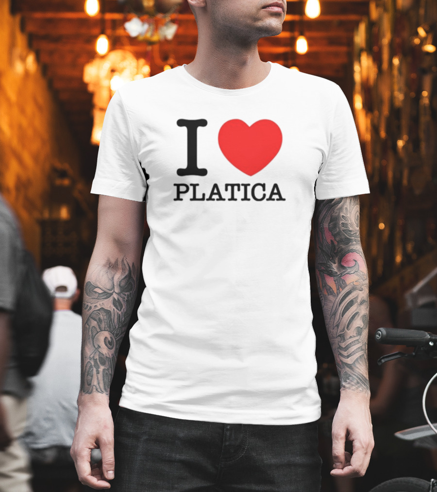 Sazonstudios I Heart Platica Bold Text Red Heart Design T-Shirt