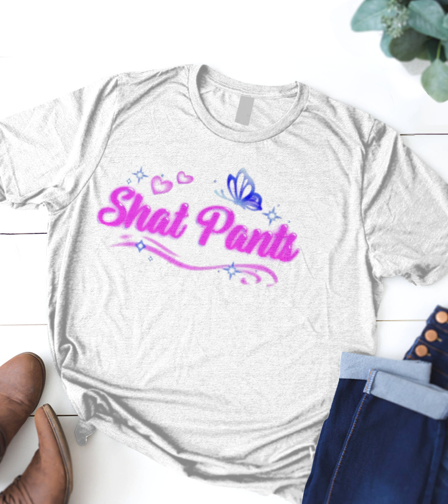 "Shat Pants Hearts And Butterfly Neon Graphic" T-Shirt