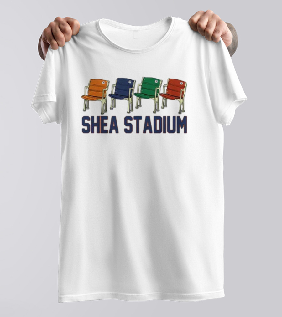 Shea Stadium Vintage Seats Orange Blue Green Red T-Shirt