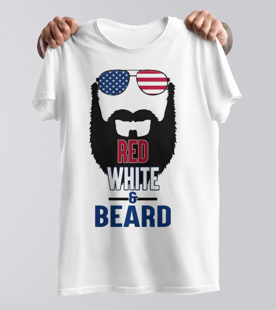 Red White & Beard American Flag Sunglasses Patriotic Beard Design T-Shirt