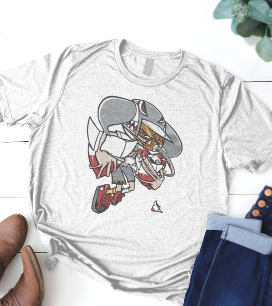 Gimme Project Shark Character With Red Sneaker And Hose T-Shirt
