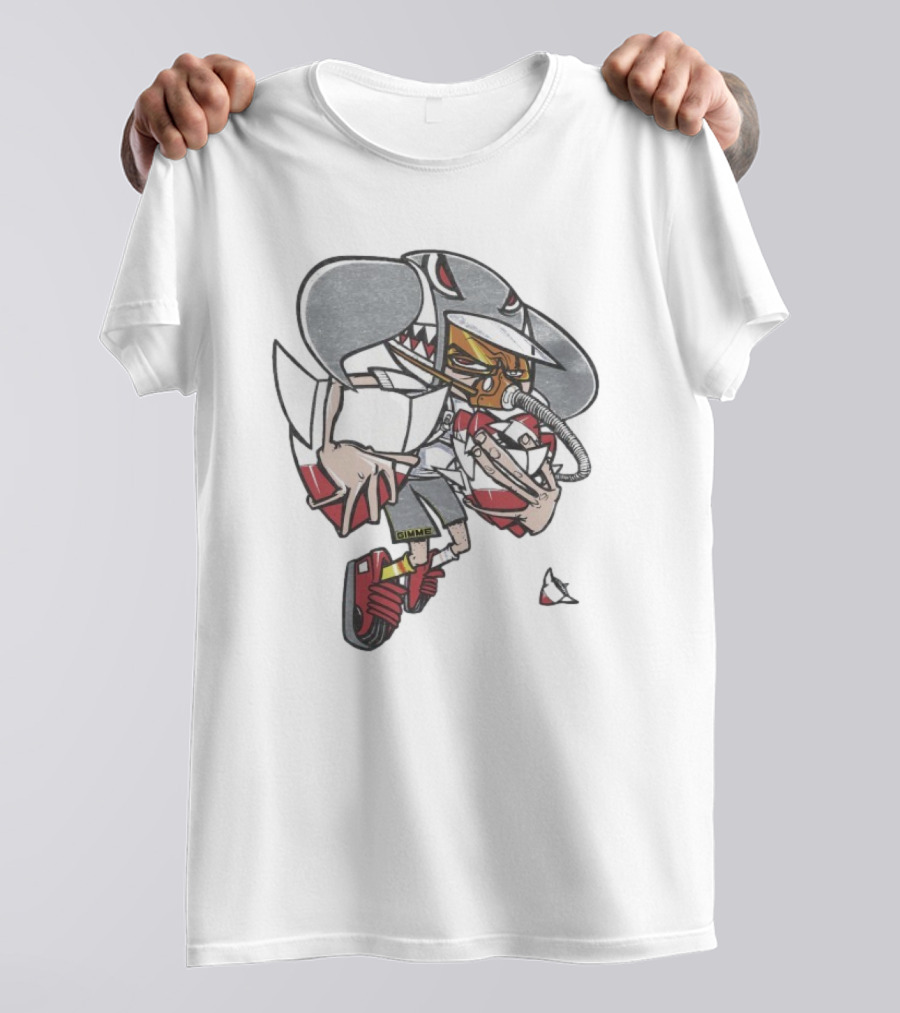 Gimme Project Shark Character With Red Sneaker And Hose T-Shirt