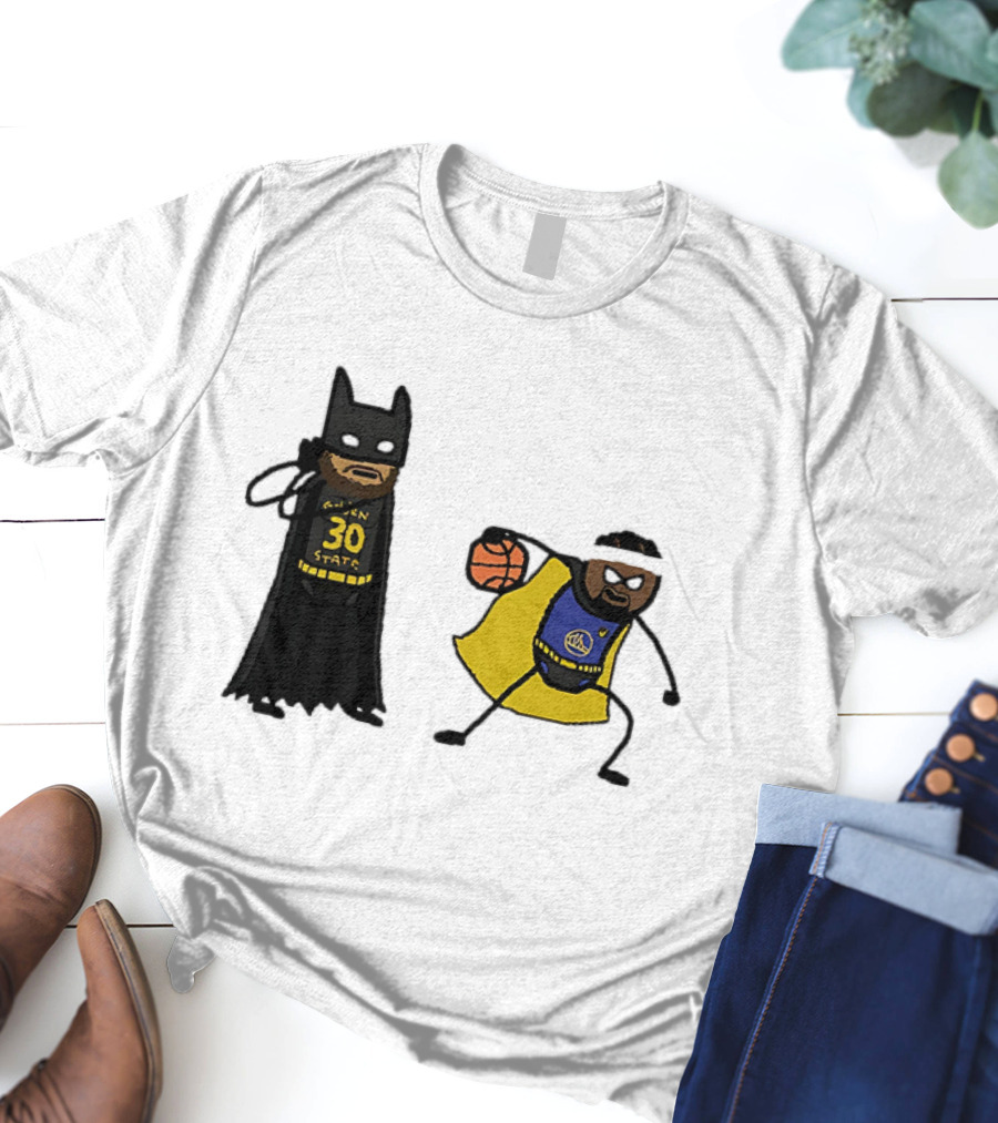 Batman Robin Stephen Curry Jimmy Butler Golden State Warriors Basketball Cartoon T-Shirt