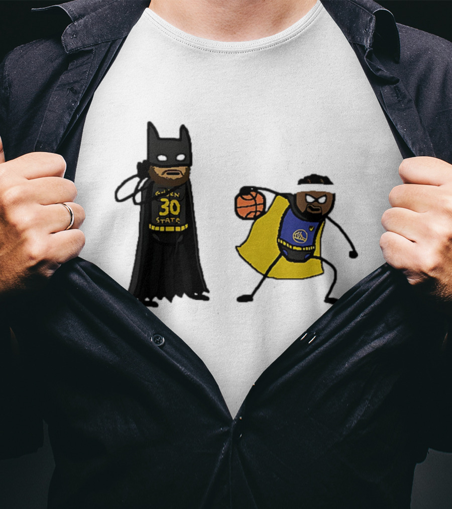 Batman Robin Stephen Curry Jimmy Butler Golden State Warriors Basketball Cartoon T-Shirt