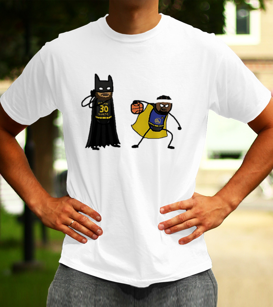 Batman Robin Stephen Curry Jimmy Butler Golden State Warriors Basketball Cartoon T-Shirt