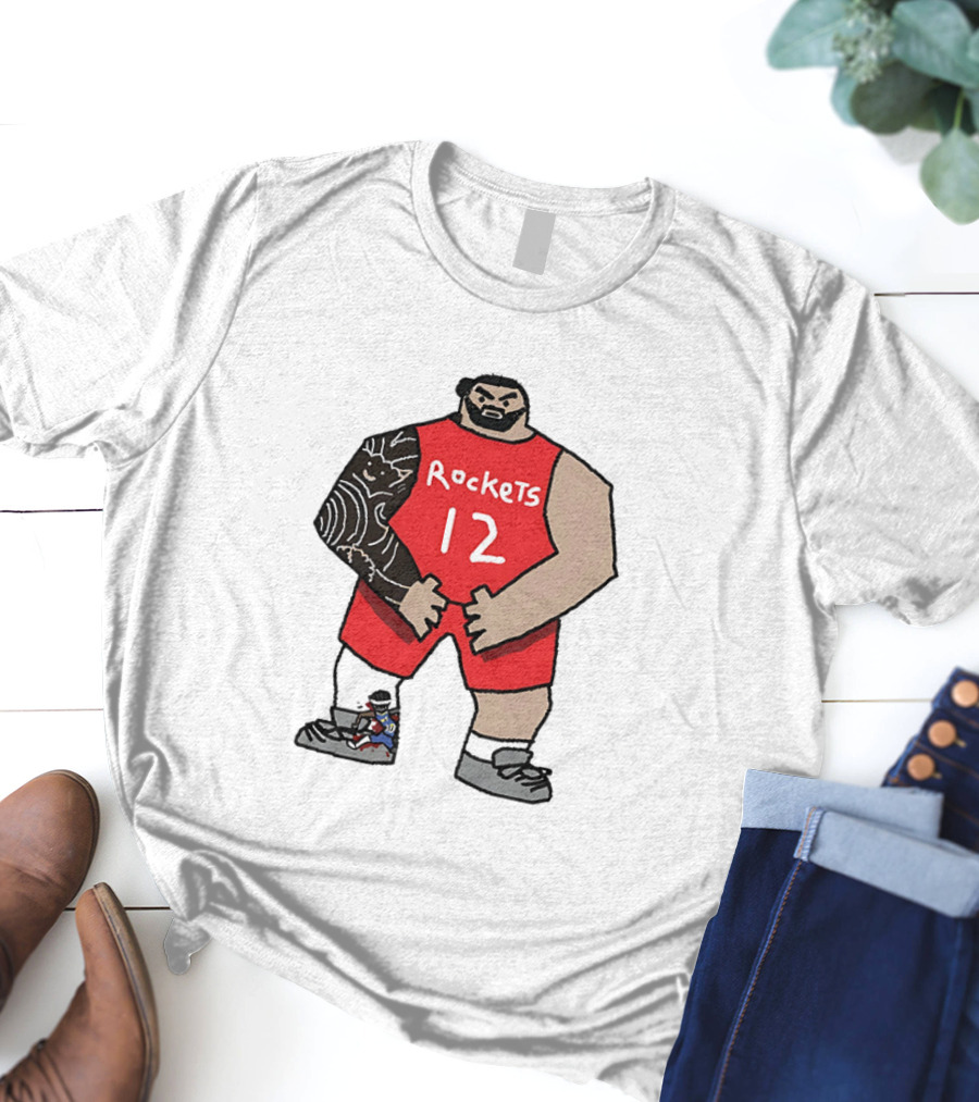 Houston Rockets Cartoon Figure No.12 Basketball Steven Adams T-Shirt